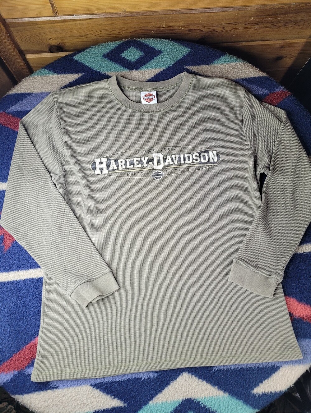 Vtg Harley Davidson Waffle Knit Thermal Shirt Mens Large L/S 2005 Brainerd MN